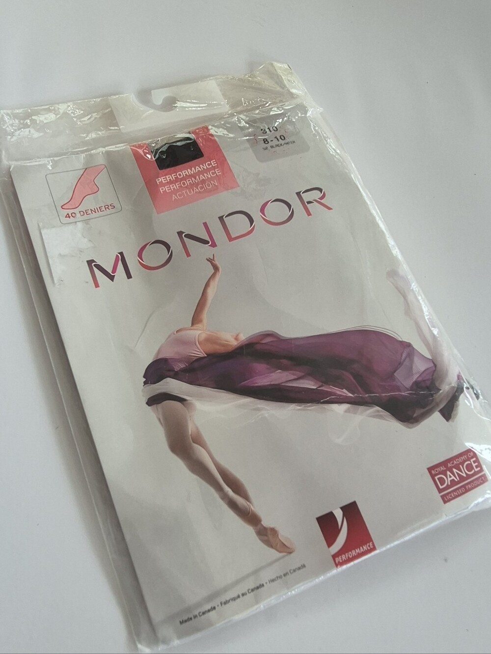 Mondor ballet  Dance Tights 310 Black 8-10 girls New